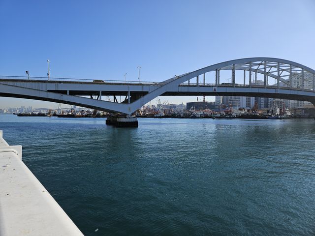 釜山大橋と海